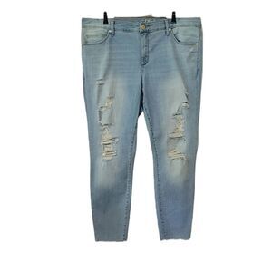 Universal Thread Mid Rise Skinny Destressed  Raw Hem Denim Blue Jeans Size 18W